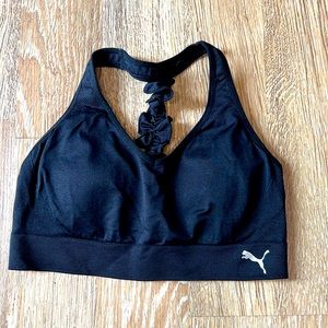 Puma V-neck sports bra with padded inserts women’s medium black